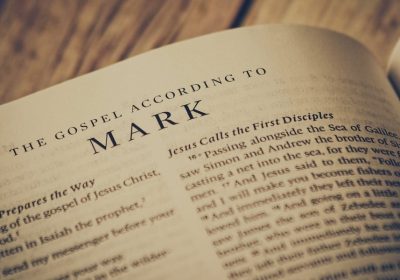 Bible opened to the Gospel of Mark