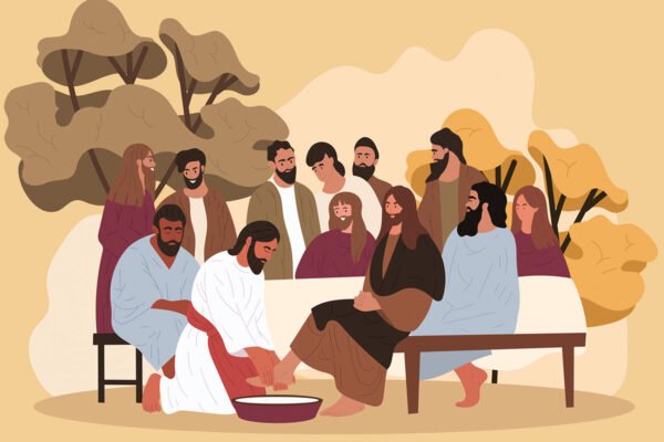 Jesus washes the feet of the apostles